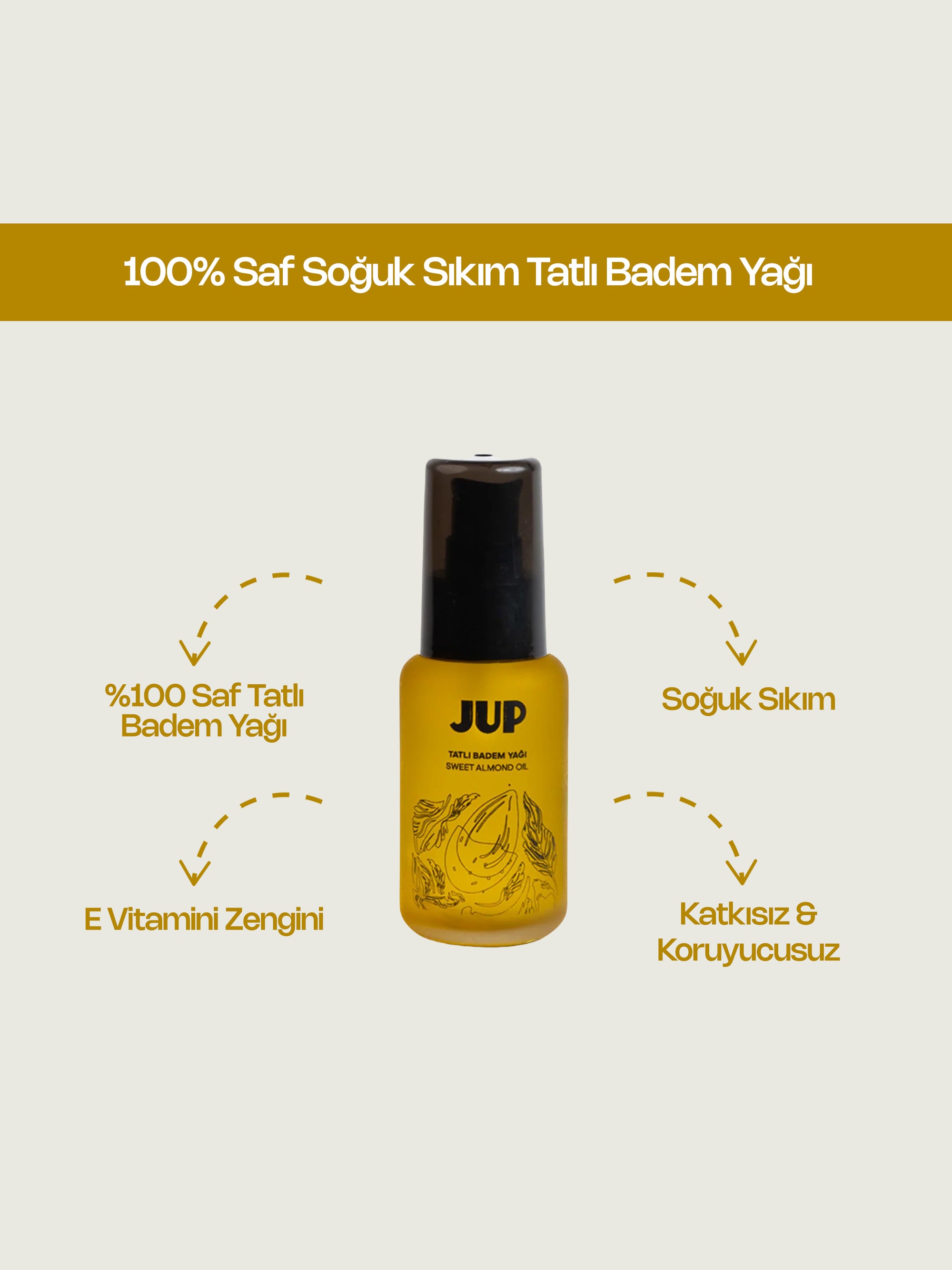 100% Saf Soğuk Sıkım Tatlı Badem Yağı