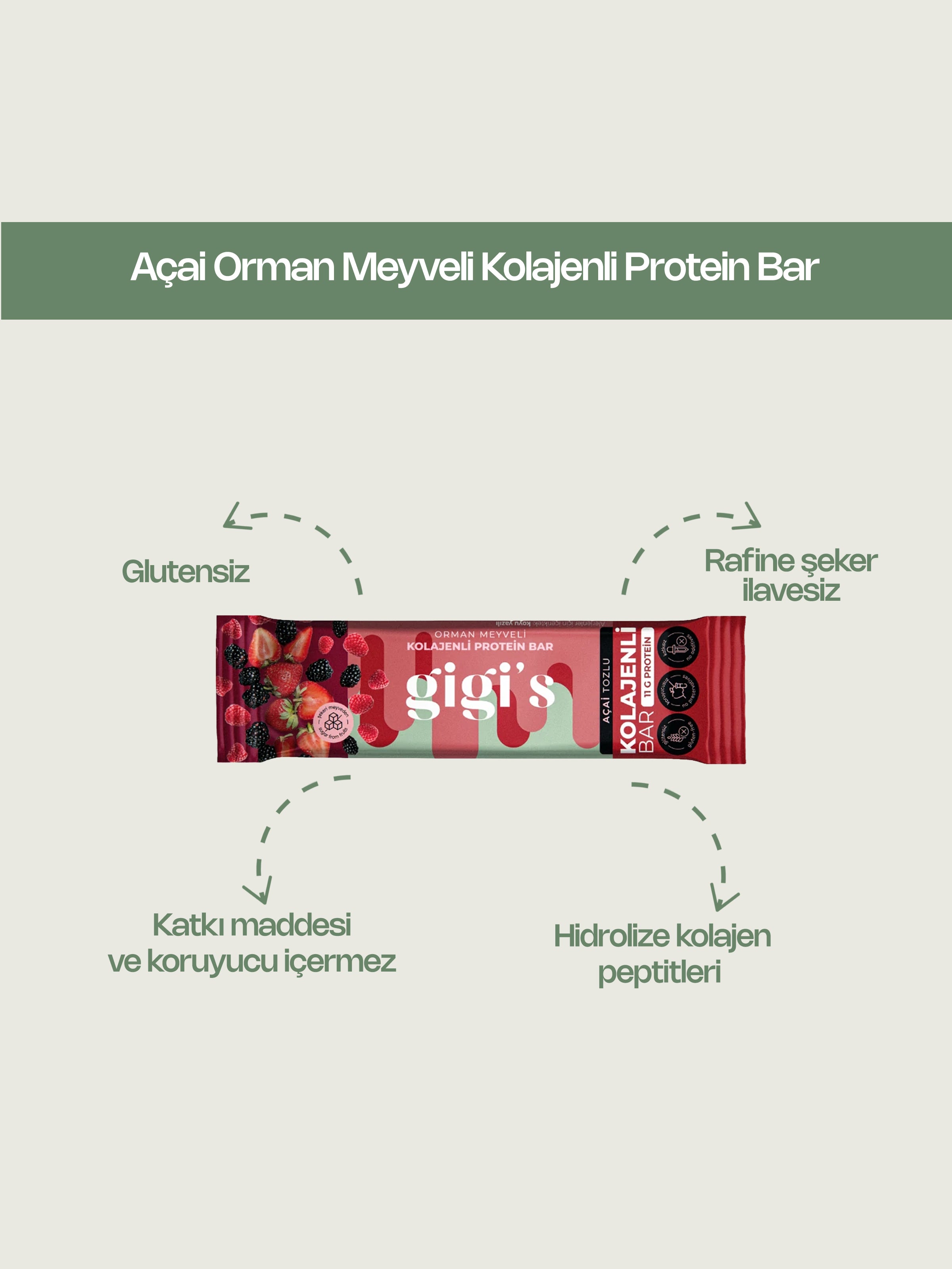 Açai Orman Meyveli Kolajenli Protein Bar