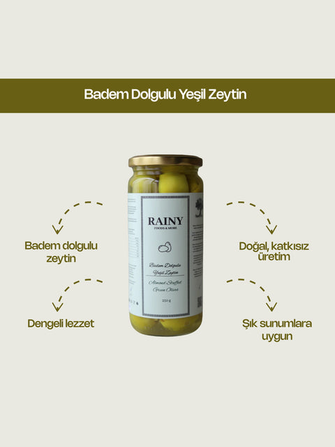 Badem Dolgulu Yeşil Zeytin 250 Gr.