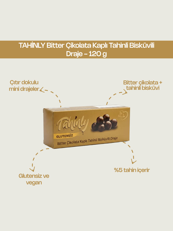 Bitter Çikolata Kaplı Tahinli Bisküvili Draje 120 GR