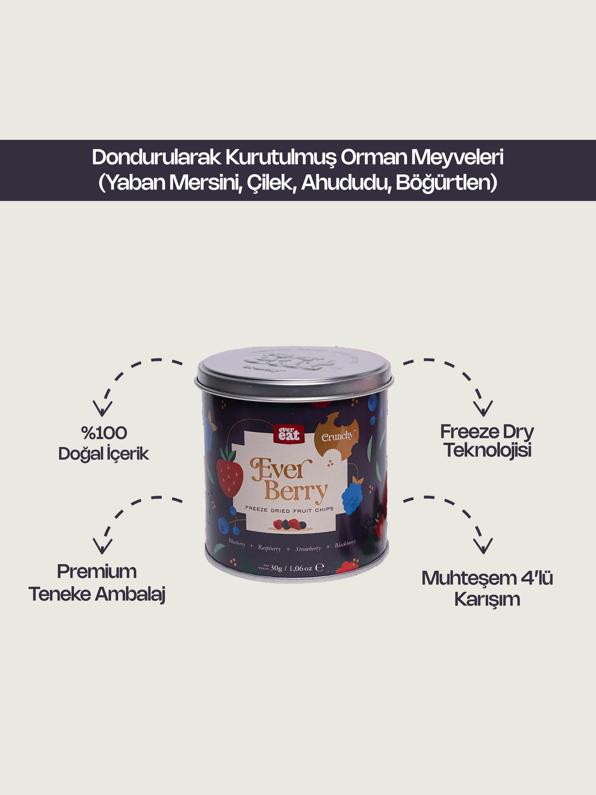 Freeze Dry Orman Meyveleri (Yaban Mersini, Çilek, Ahududu, Böğürtlen)