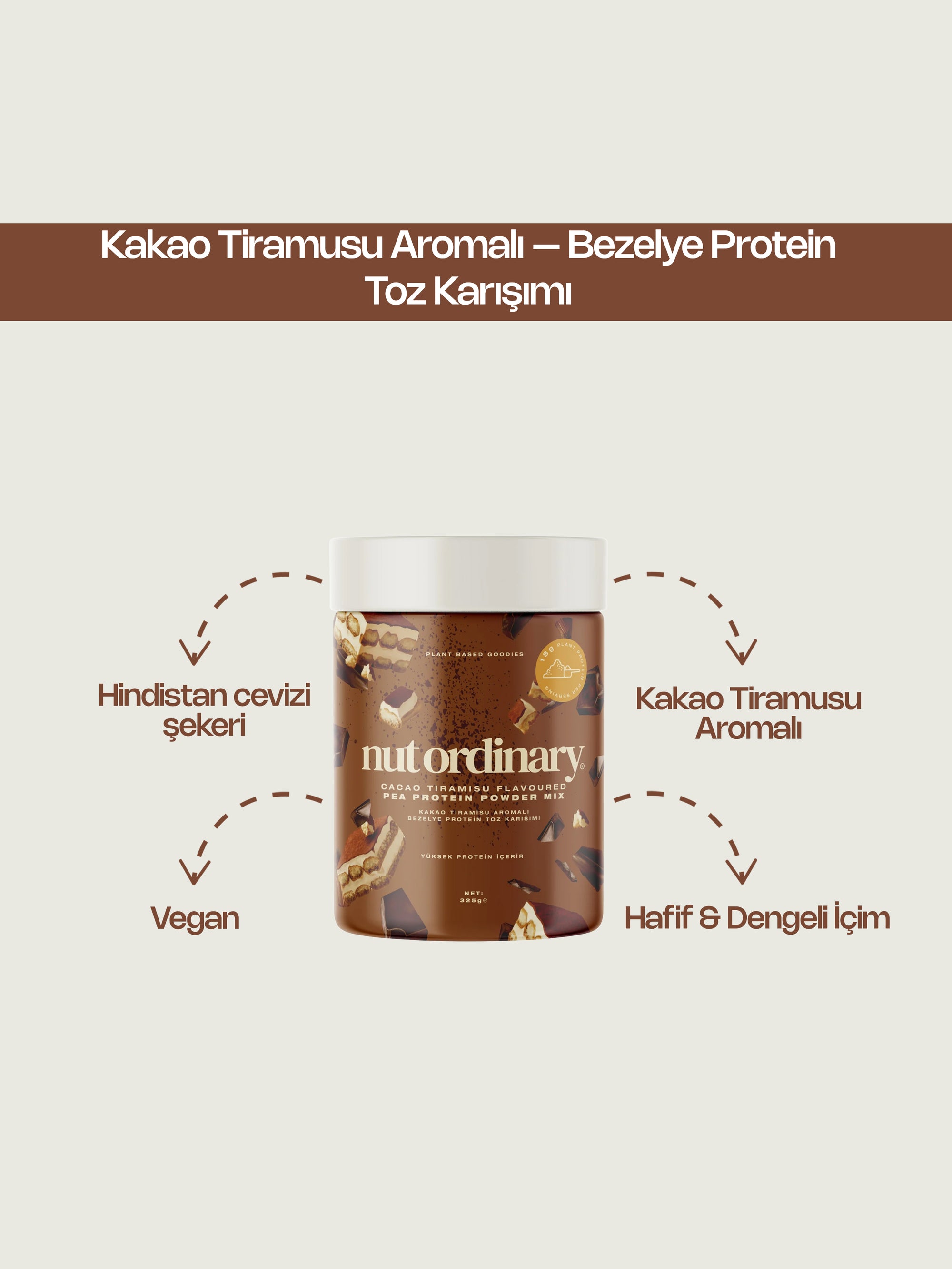 Kakao Tiramusu Aromalı – Bezelye Protein Toz Karışımı