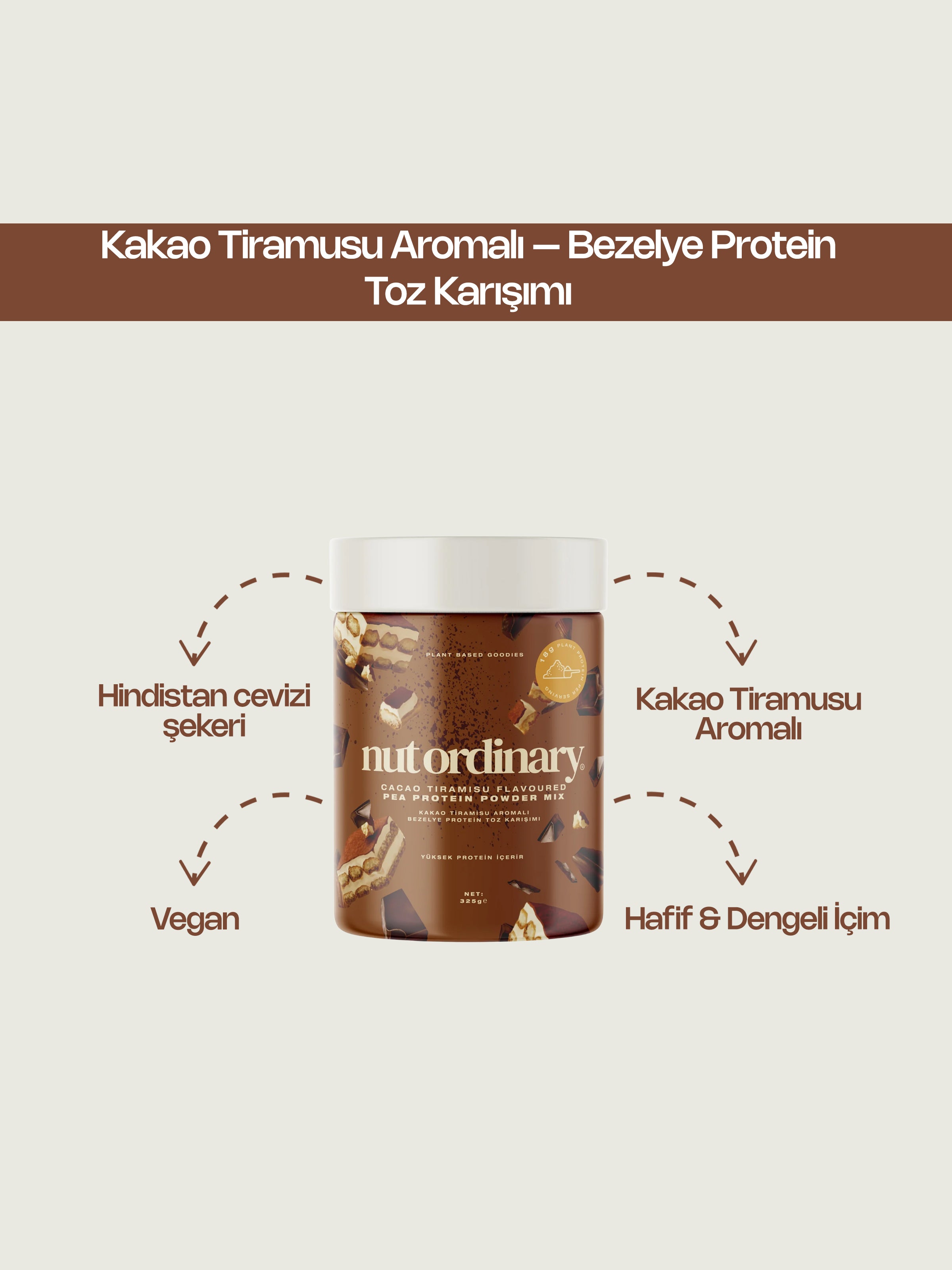 Kakao Tiramusu Aromalı – Bezelye Protein Toz Karışımı