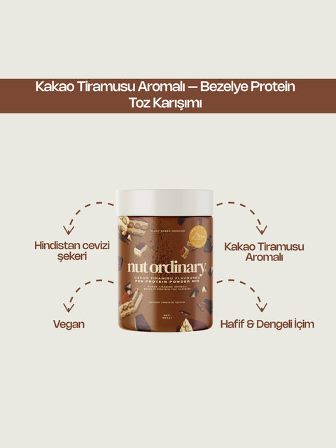 Kakao Tiramusu Aromalı – Bezelye Protein Toz Karışımı 325 Gr.