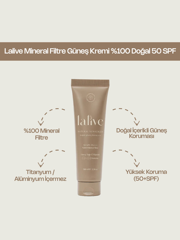 Lalive Mineral Filtre Güneş Kremi %100 Doğal 50 SPF