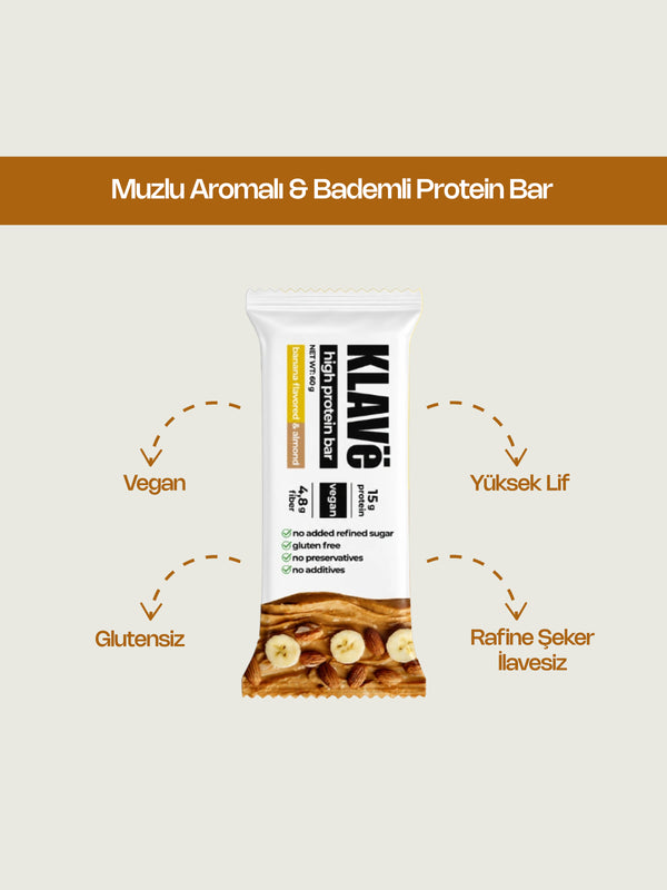 Muz Aromalı ve Bademli Protein Bar 60 GR