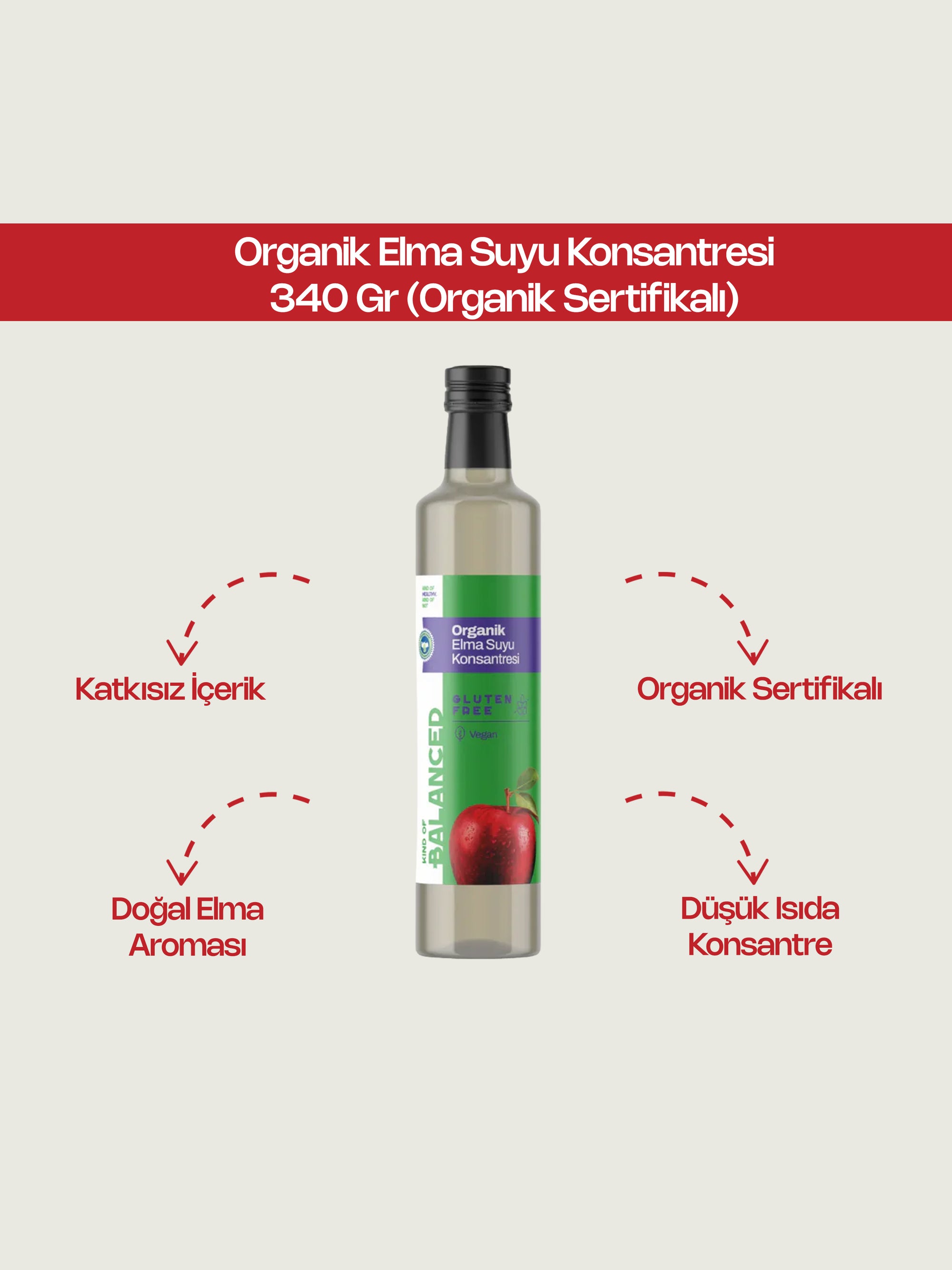 Organik Elma Suyu Konsantresi 340 Gr (Organik Sertifikalı)