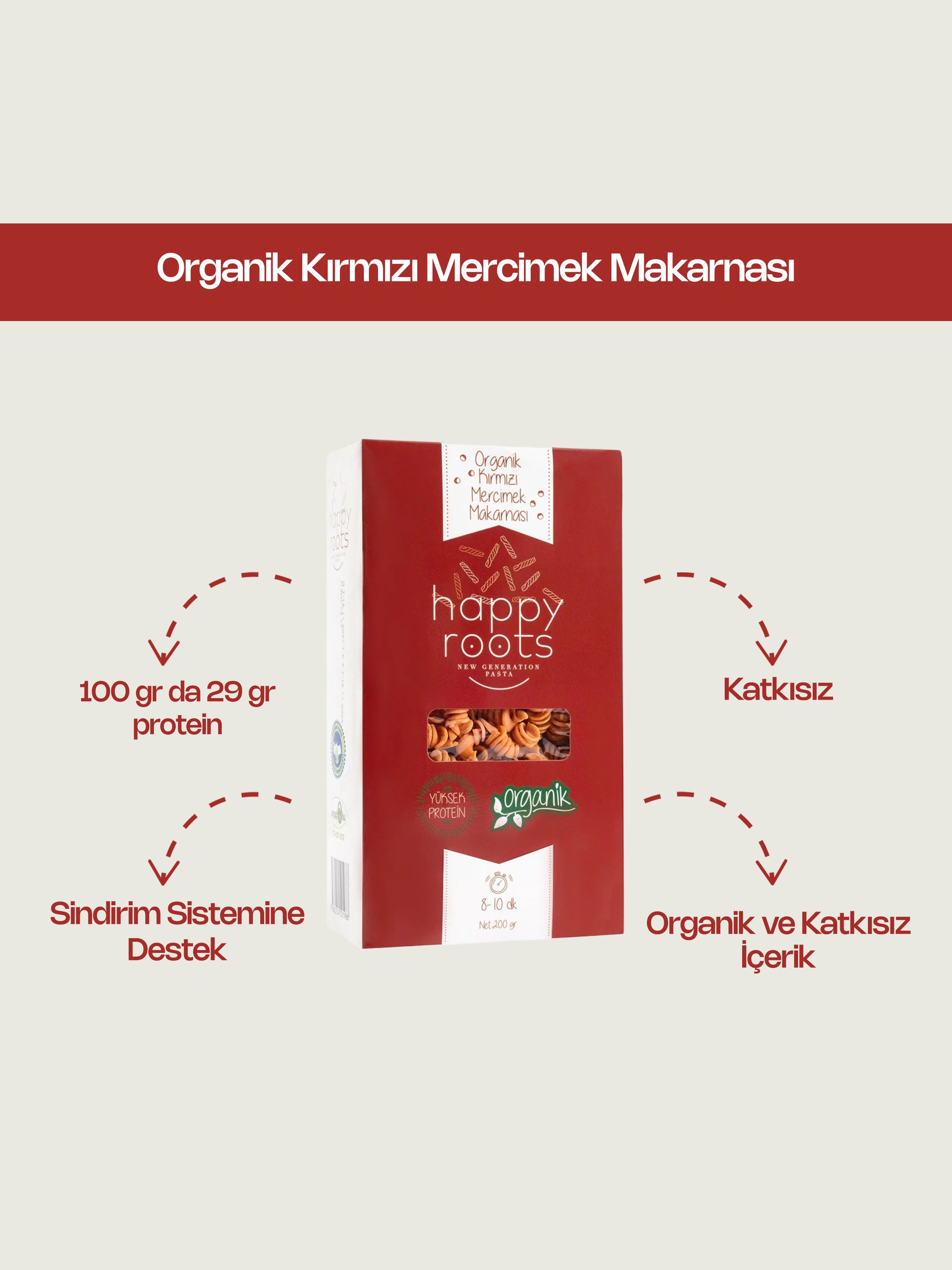 Organik Kırmızı Mercimek Makarnası