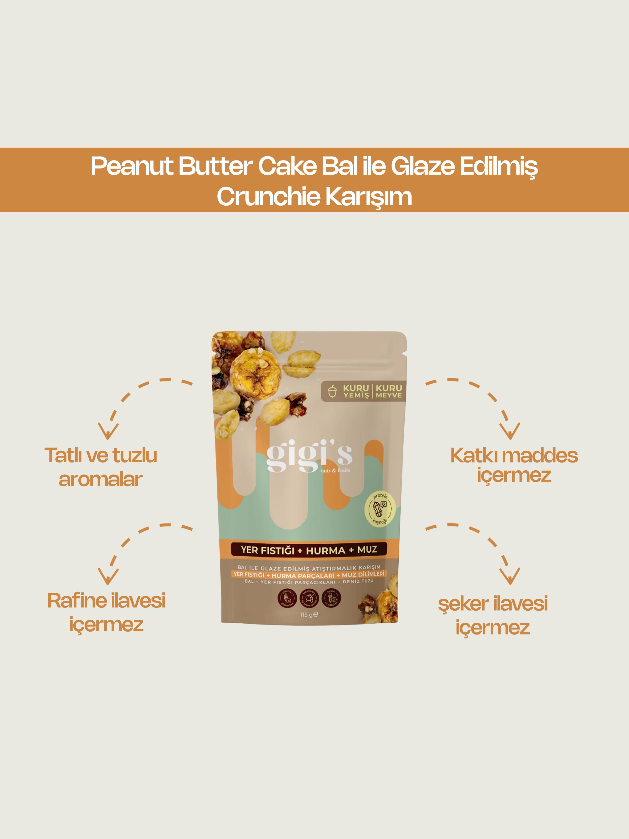 Peanut Butter Cake Bal ile Glaze Edilmiş Crunchie Karışım