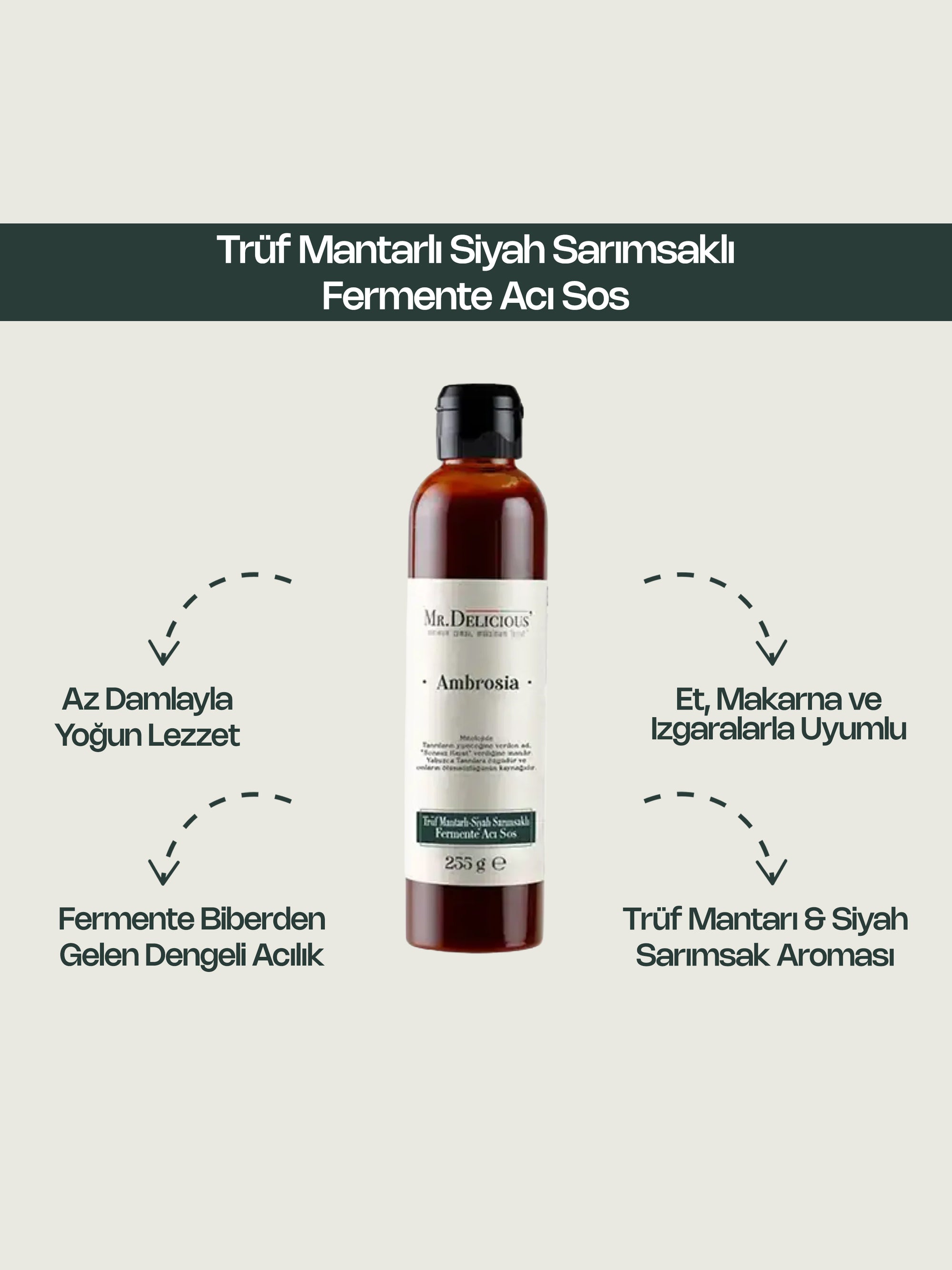 Trüf Mantarlı Siyah Sarımsaklı Fermente Acı Sos