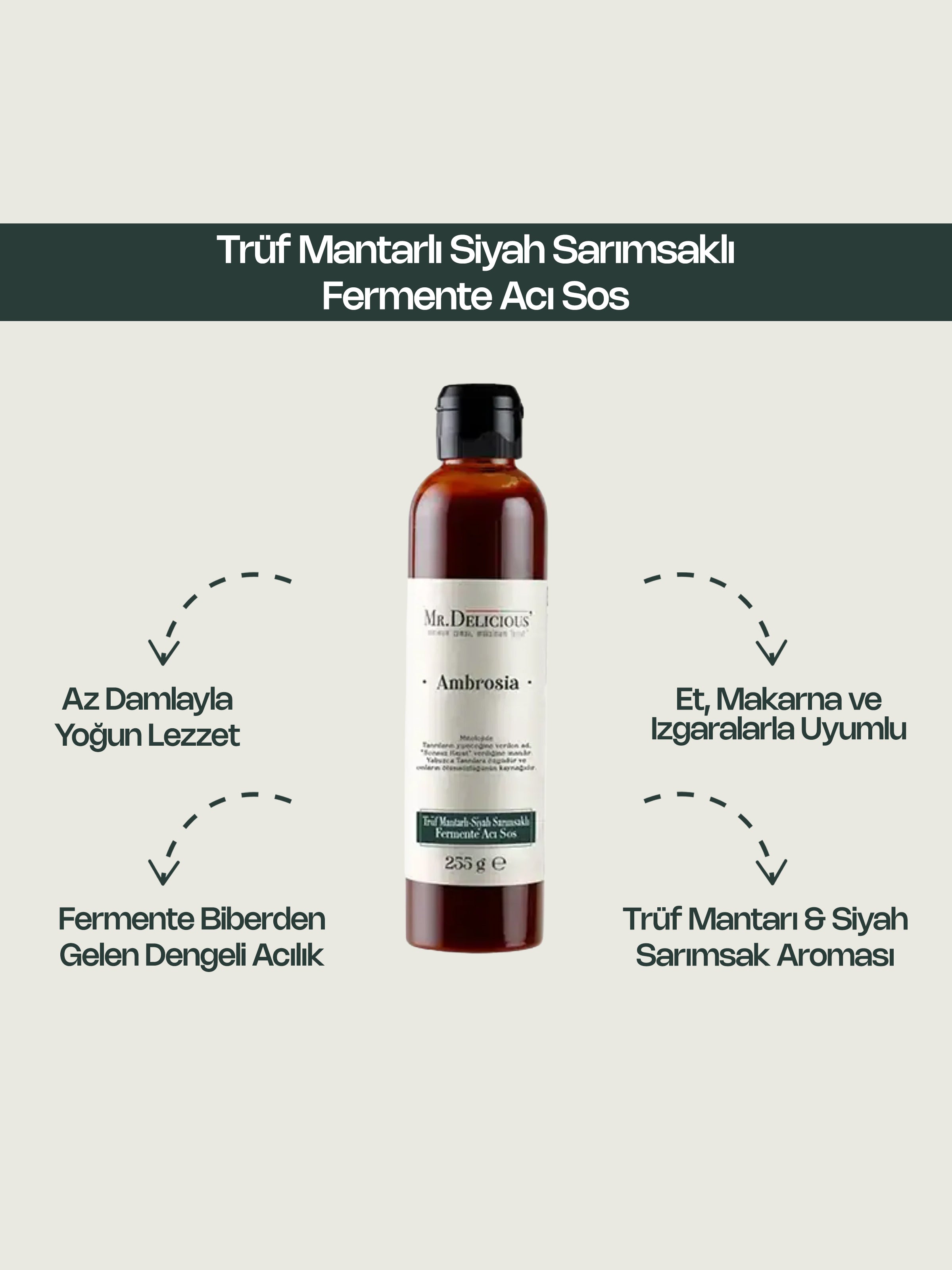 Trüf Mantarlı Siyah Sarımsaklı Fermente Acı Sos