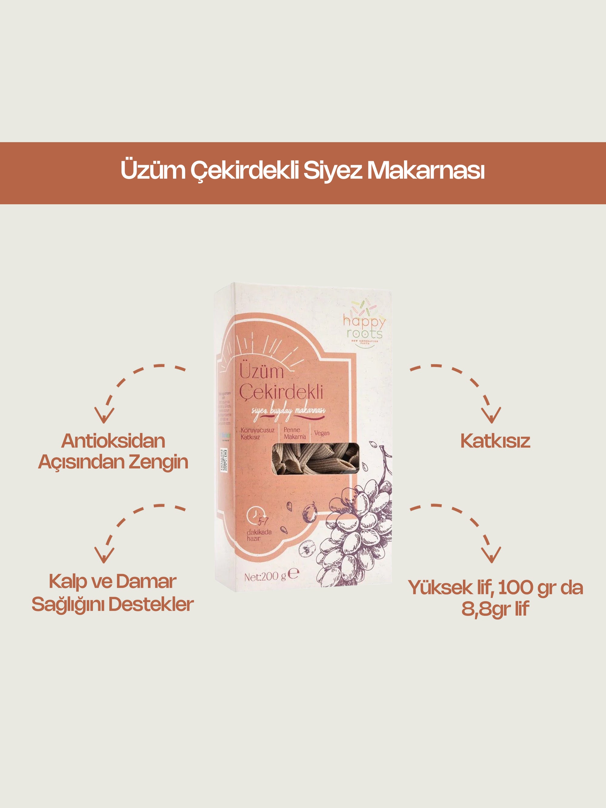 Üzüm Çekirdekli Siyez Makarnası